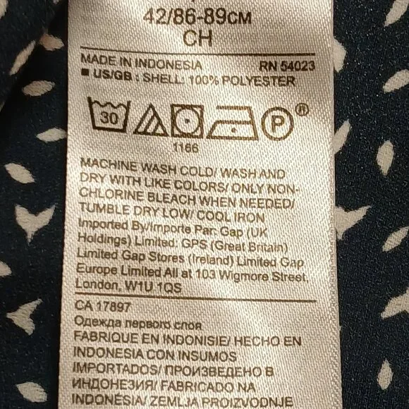 BANANA REPUBLIC Navy Blue & Cream V-Neck Long Sleeve Blouse - Picture 10 of 10